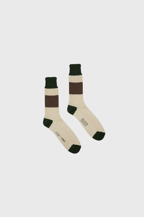 Sport Rib Socks - Green / Brown