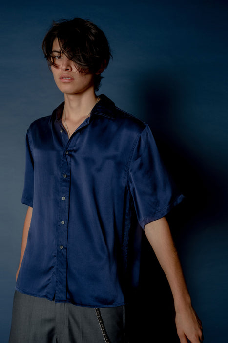 SS Silk Shirt - Deep Blue