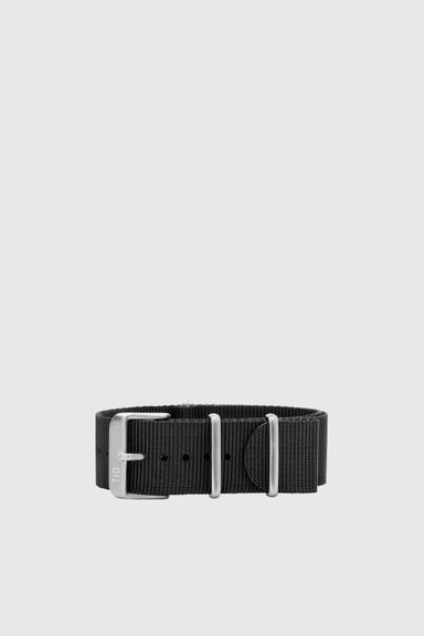 Black Nylon Wristband - Steel