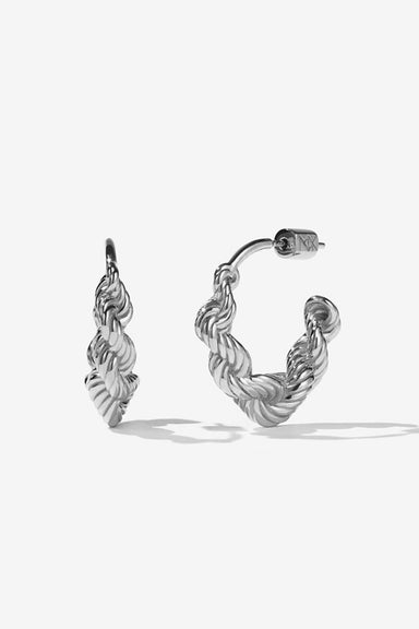 Twisted Rope Earrings Large - Sterling Silver