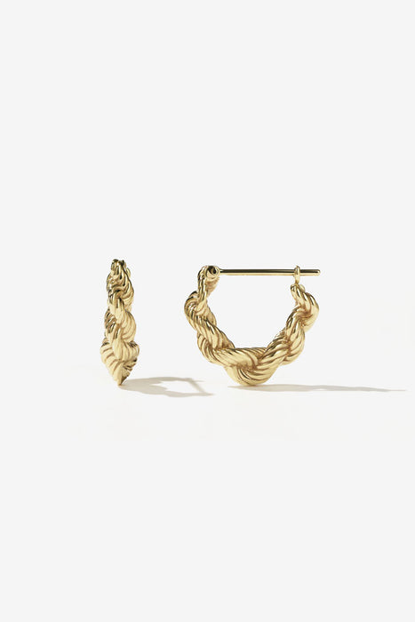 Twisted Rope Earrings Small - Gold Plated