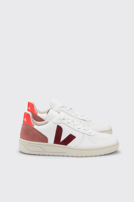 V-10 Leather - Extra White / Marsala / Dried Petal / Orange Fluoro