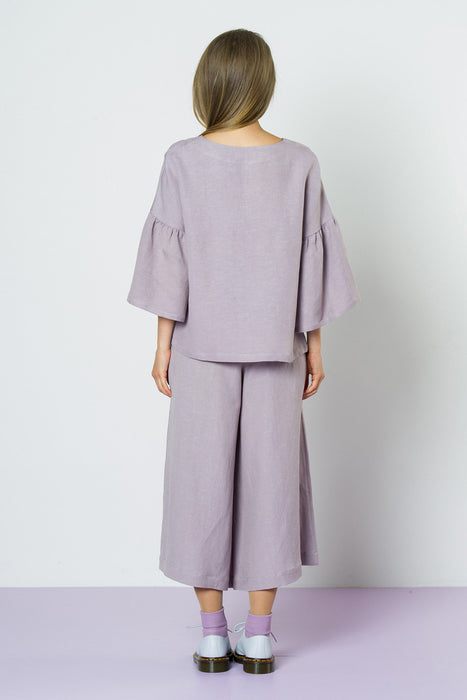 Waterfalls Linen Top - Mauve